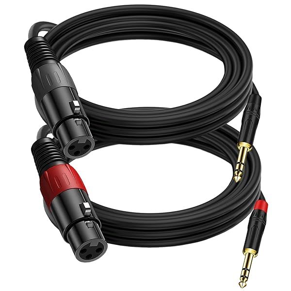 LanSenSu XLR to 1 4 TRS Stereo Adapter, 2 Pack - 4ft - Female to Male - 20AWG 4N OFC - Shielded - Compatible with Mixer, Microphone, XLR, Power