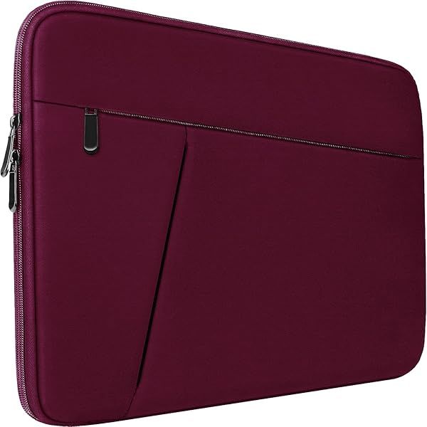 BOOEUDI 15.6 Inch Laptop Sleeve Bag Durable Shockproof Protective Cover with Front Pocket for HP Dell Acer Asus Wine Red