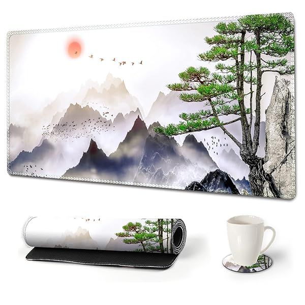 Large Gaming Mouse Pad, AIMSA Extended Mouse Pad with Stitched Edge, XL Keyboard Mouse Mat Non-Slip Rubber Base Desk Pad 31.5x15.7inch for Office