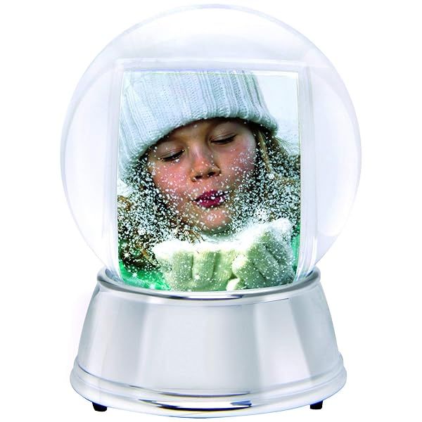 Buy Large LED Light Up Photo Snow Globe with Silver Base - Perfect Holiday Decor!