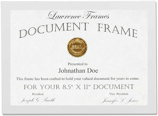Lawrence Frames 8.5x11 White Wood Certificate Frame - Stylish Gallery Collection Decor