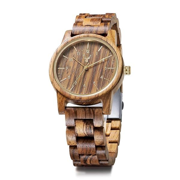 LeeEv Uwood Series 40mm Unisex Natural Handmade Wooden Watch with Gift Box and Adjustable Band