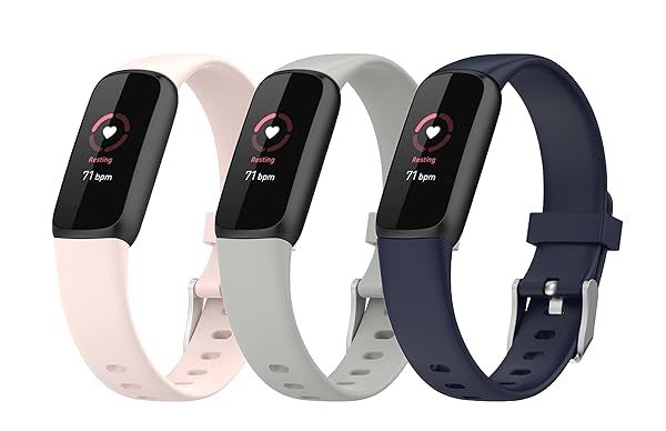 Lemspum Silicone Bands for Fitbit Luxe Replacement Sports Wristbands Small Large 3PCS Fitness Tracker Accessories