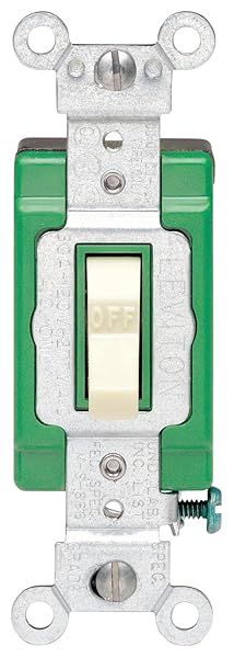 Leviton 3032-2I 30 Amp Toggle Switch: Heavy Duty, Self-Grounding, Ivory, 120/277V AC - Ideal for Home & Commercial Use