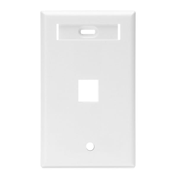 Leviton 42080-1WS QuickPort Wallplate: Single Gang, 1-Port, White with ID Window - Perfect for Home Networking