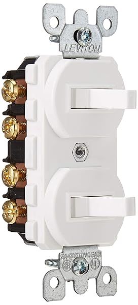 Leviton 5243-W 15 Amp Duplex 3-Way Switch - Commercial Grade, 120/277 Volt, White
