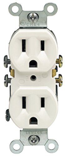 Leviton 5320-WMP 15 Amp Duplex Receptacle 10-Pack - Residential Grade Grounding, White
