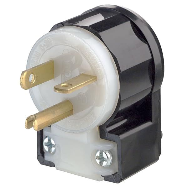 Leviton 5366-CA 20 Amp Plug: Industrial Grade, Grounding, Black-White, 125 Volt Straight Blade
