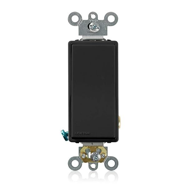 Leviton 5621-2E 20A Decora Plus Rocker Switch - Quiet, Black, 120/277V Single-Pole AC