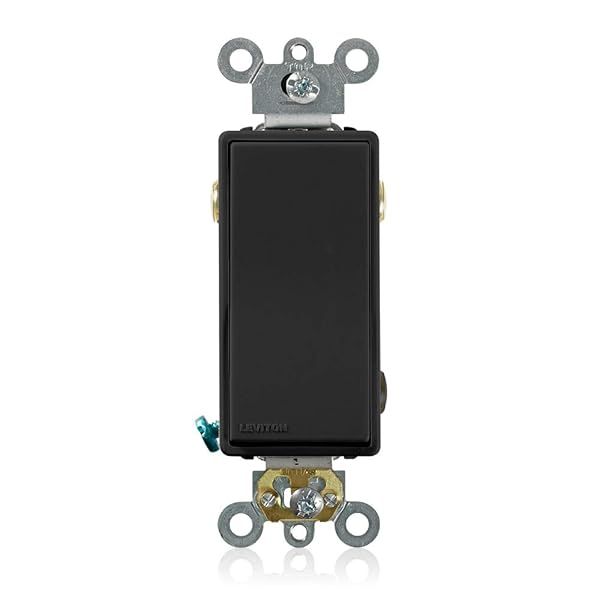 Leviton 5623-2E 20 Amp Decora Plus Rocker 3-Way Switch - Black, Commercial Grade, Self-Grounding, Quiet Operation