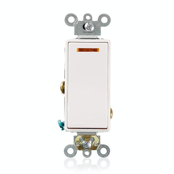 Leviton 5631-2W 20A Lighted Rocker Switch - Quiet Single-Pole AC Switch in White