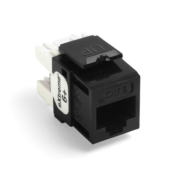 Leviton 61110-BE6 Extreme 6+ CAT 6 QuickPort Connectors - Black, 25-Pack for High-Speed Networking