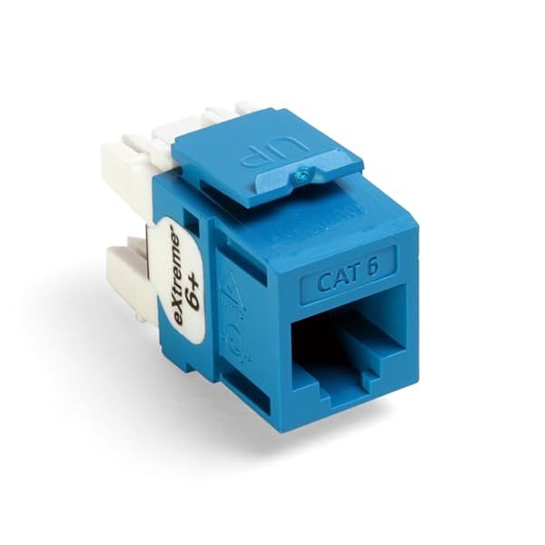 Leviton 61110-BL6 Extreme 6+ CAT 6 QuickPort Connectors - Blue, 25-Pack for High-Speed Networking