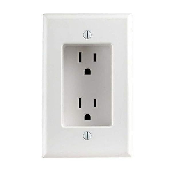 Leviton 689-W 15 Amp Recessed Duplex Receptacle - Residential Grade, White, Easy Screw Mounting