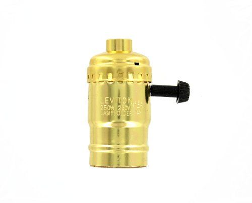 Leviton 7090-PG Medium Base Lampholder: Aluminum, 2-Circuit, Removable Knob for 3-Way 2-Filament Lamps