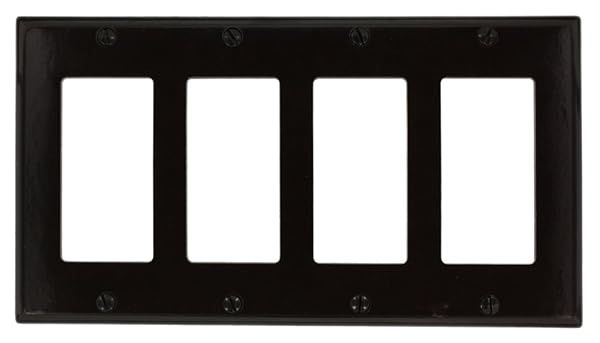 Leviton 80412 4-Gang Decora/GFCI Device Decora Wallplate, Standard Size, Thermoset, Device Mount, Brown