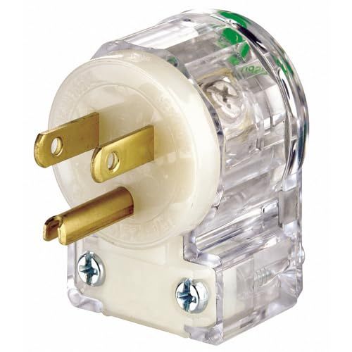 Leviton 8215-CAT 15 Amp Hospital Grade Angle Plug - Transparent, Grounding, Straight Blade