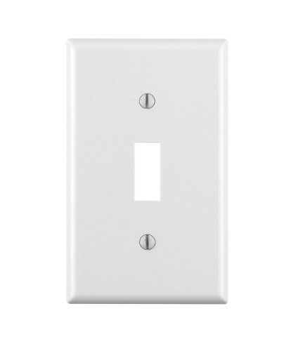 Leviton 88001-WMP 1-Gang Toggle Switch Wallplate - 10 Pack, Standard Size, White Thermoset