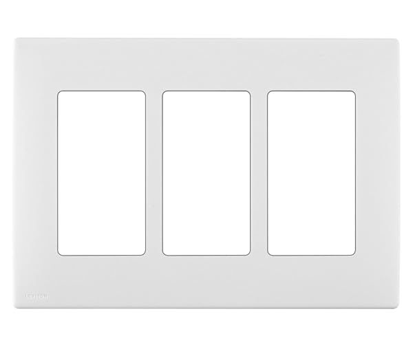 Leviton Renu Three Gang Screwless Snap On Wallplate White on White for Modern Home Decor