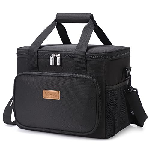 Lifewit Large Insulated Lunch Bag Soft Cooler Tote for Adults Black 24-Can Capacity