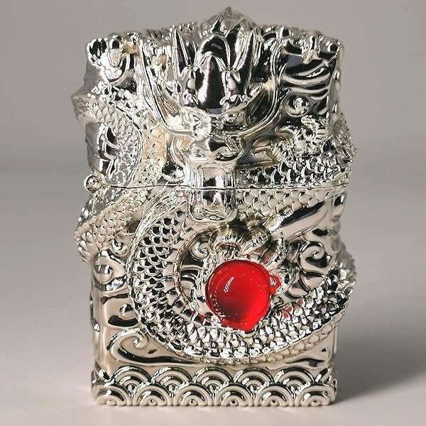 Vintage Dragon Carving Trench Lighter - Reusable Antique Kerosene Gift for Collectors & Decor