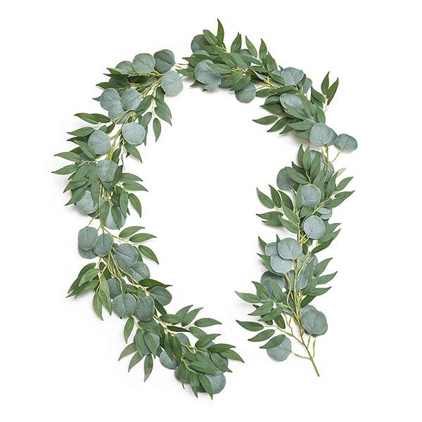 Ling's Moment 5.9ft Artificial Eucalyptus and Willow Garland for Wedding Backdrops Arch and Flower Decor