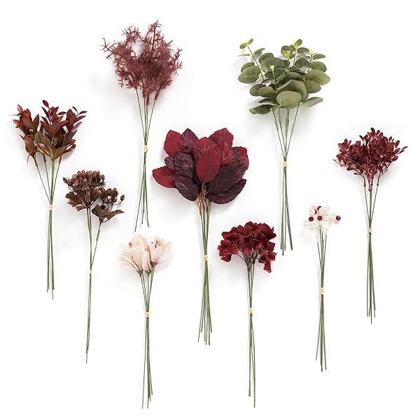 Ling's moment Artificial Greenery Stems Box Set, 46pcs with 9 Kinds of Faux Greenery Picks for DIY Bridal Bouquets Wedding Floral Arrangement Table