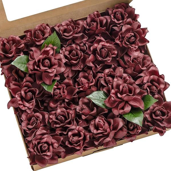 Ling's Moment 25pcs Blue Gardenia Fake Flowers for DIY Wedding Decorations Centerpieces Bouquets and Boutonnieres