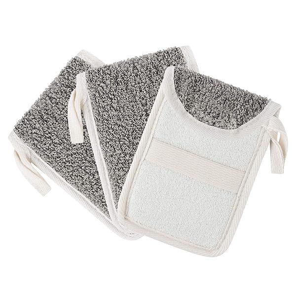 Linkidea 3 Pack Soap Saver Pouch Flax Exfoliating Soap Bag Body Scrubber for Bath Shower Hanging Rope Bags