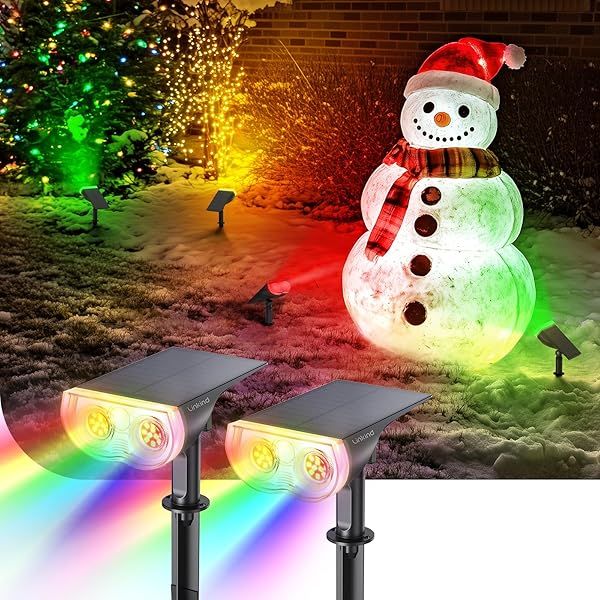 Linkind Solar Spot Lights Outdoor - IP67 Waterproof Multicolor Landscape Lights for Garden & Pathway Decor (2 Pack)