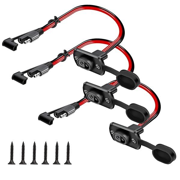 Linkstyle 3PCS SAE Quick Connector Harness, 1FT 12AWG SAE Adapter Male Plug to Female Socket Cable, for Solar Panel Battery Charger Cable