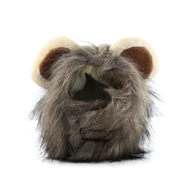 Lion Mane Cat Wig Fancy Lion Ear Hair Cap for Cats and Dogs Halloween Costume Party Cosplay Accessory