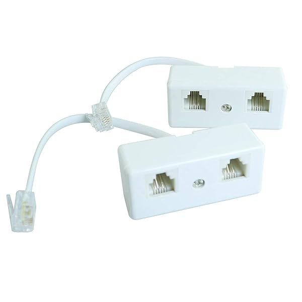 Longdex 2PCS RJ11 Telephone Splitter - 1 Male to 2 Female Modular Adapters for Phone Lines