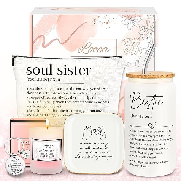 Looca Best Friend Birthday Gifts for Women Unique Friendship Gift Basket for Besties Soul Sisters and Female Friends