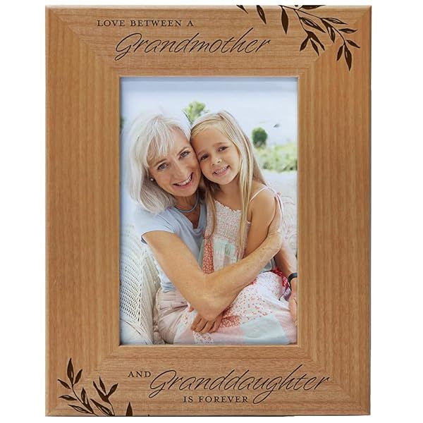 Love Between a Grandmother and Granddaughter Forever Engraved Natural Wood Photo Frame 4x6 Vertical Portrait Gift for Grandma and Granddaughter
