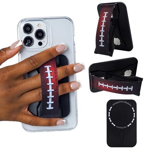 LoveHandle PRO MagSafe Phone Grip & Kickstand - Universal Magnetic Mount for Smartphones & Tablets - Football Design