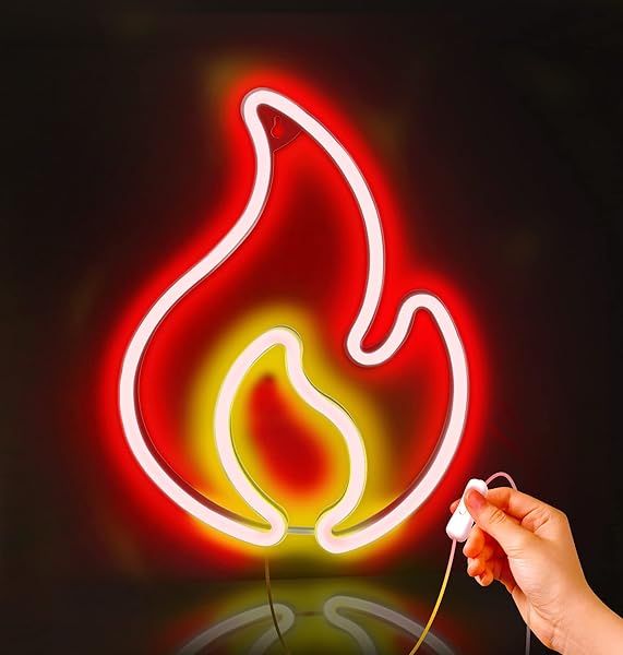 Vibrant Lumoonosity Flame Neon Sign - Red & Yellow LED Wall Decor for Bedroom & Gaming Room