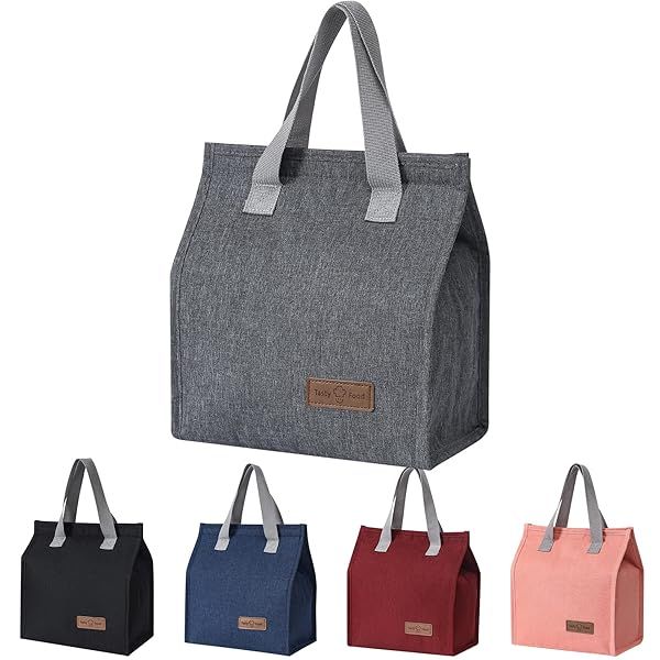 Insulated Lunch Bag Reusable Tote for Men and Women Perfect for Work Office and Travel Grey