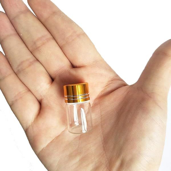 10pcs 16x26mm Mini Clear Glass Vials 2.0ml with Gold Caps - Luo House Tiny Bottles