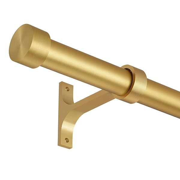 Lwiiom Adjustable Gold Curtain Rods 16 to 28 Inch with Aluminum End Caps and Brackets for Wall and Ceiling Mount