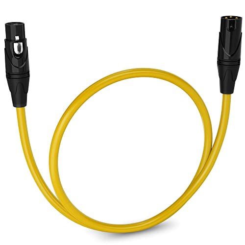 LyxPro 1.5 Feet XLR Microphone Cable Balanced Male to Female Mic Cord for Audio Interface and Recording Devices Yellow