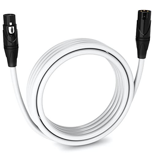 LyxPro 15 Feet XLR Microphone Cable Balanced Male to Female 3 Pin Mic Cord for Professional Audio Performance and Recording Devices White
