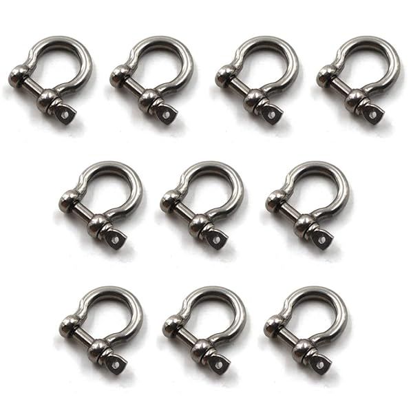 M6 D Ring Shackle Pack of 10 304 Stainless Steel Boat Anchor Chain Screw Pin Bow Shackle