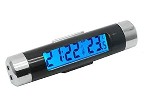 MACHSWON Car LCD Digital Temperature and Time Clock with Blue Backlight for Cars Motorcycles and Trucks 86 x 20mm