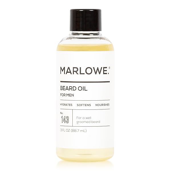 Marlowe No 143 Beard Oil 3 oz Natural Conditioning Oil for Men Softer Fuller Beard Care Fragrance Free Sunflower Safflower Oils