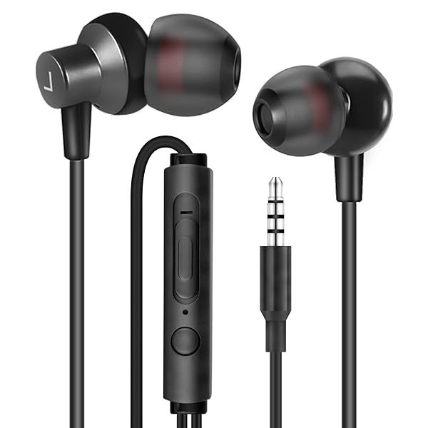 MAS CARNEY WI7 Wired Headphones with Microphone - Earbuds Universal Compatibility with All 3.5mm Devices- Earphones with Mic Compatible with Samsung
