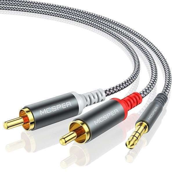 MCSPER 6.6ft RCA to 3.5mm AUX Cable - Premium Stereo Audio Adapter for Smartphones, Tablets & HDTV