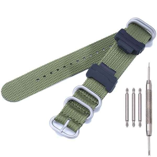 MCXGL Heavy Duty Nylon Watch Strap & Adapter 16mm for GShock DW5600, DW9052, GW6900, GA110, GA120, GA100 - Durable Replacement Band