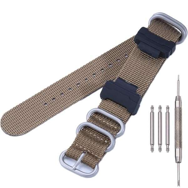 MCXGL Heavy duty nylon watch strap + Adapter 16mm Replacement for GShock Dw5600 GW6900 GA110 GA120 GA100 mens watch band