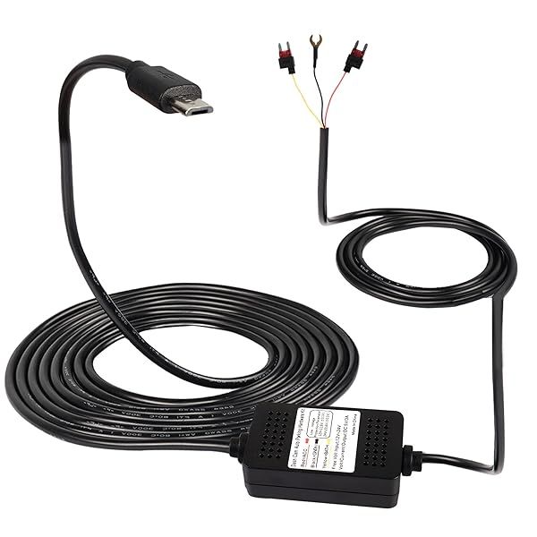 MEIRIYFA Dash Cam Acc Hardwire Kit, Micro USB Hardwire Dashcam Kit Step-Down Cable, 12V-24V to DC 5V 3A Car Dash Charger Power Cord for Cars Camera